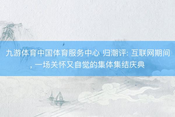 九游体育中国体育服务中心 归潮评: 互联网期间， 一场关怀又自觉的集体集结庆典