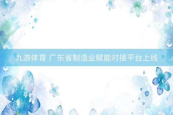 九游体育 广东省制造业赋能对接平台上线